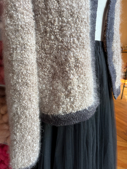 Veste tricotée en Capri chunky kid mohair coloris Marron Glacé Wooliette